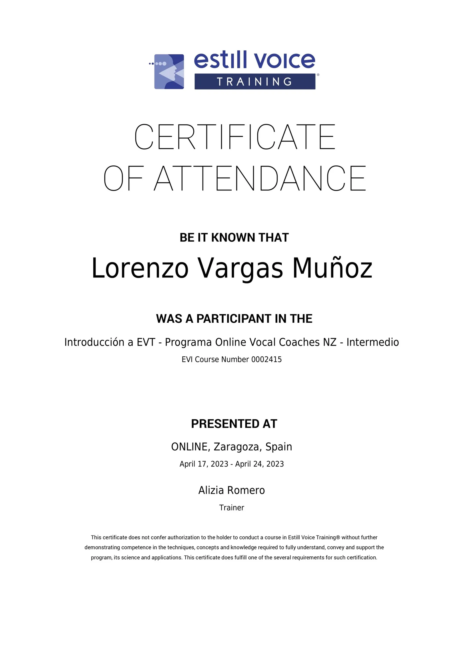 Certificación Introducción a EVT